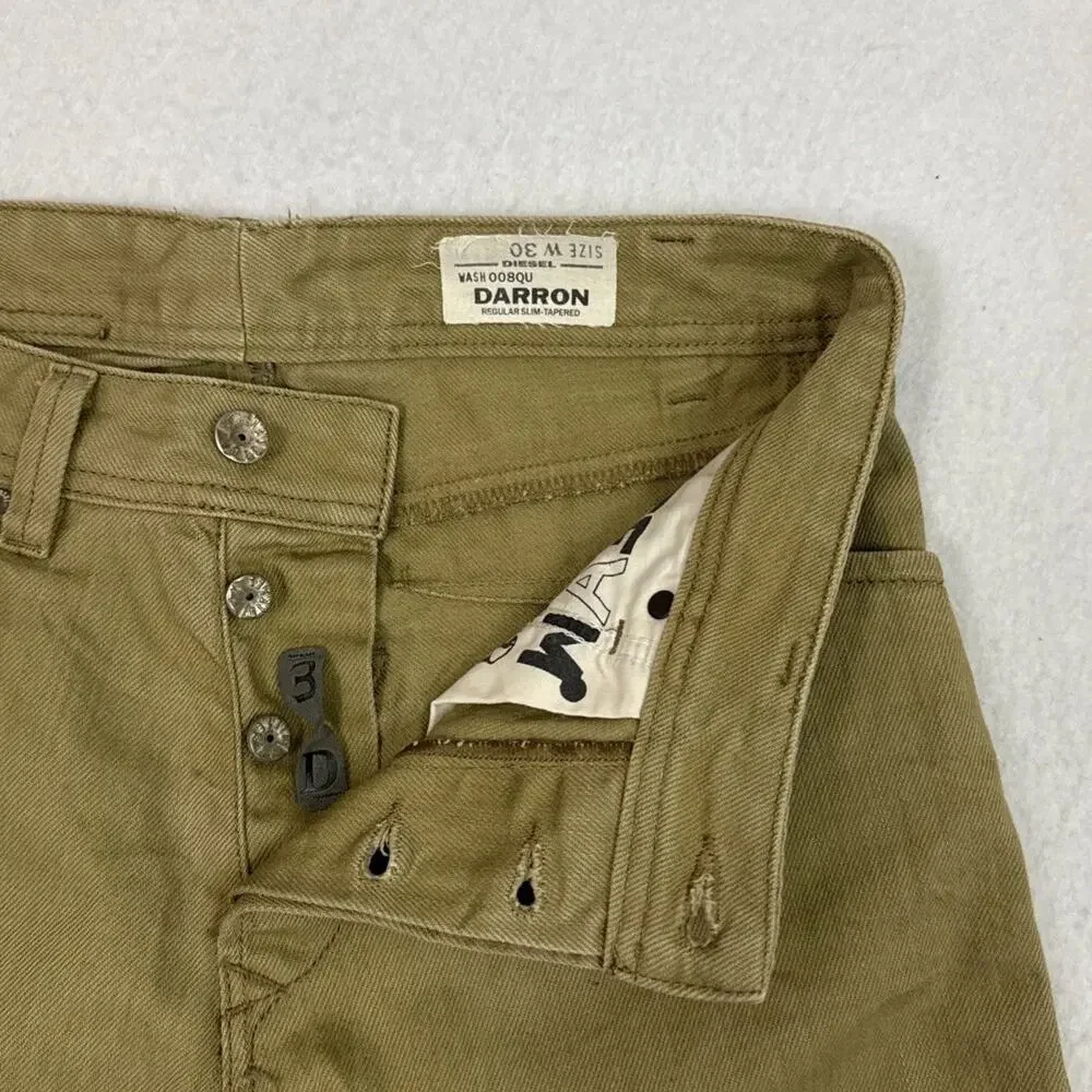 Diesel Darron Jeans Mens 30 Brown Slim Tapered Cropped Hemmed Denim